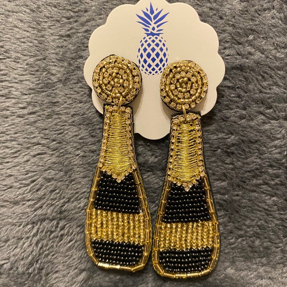 Wine Bottle Beaded Earrings